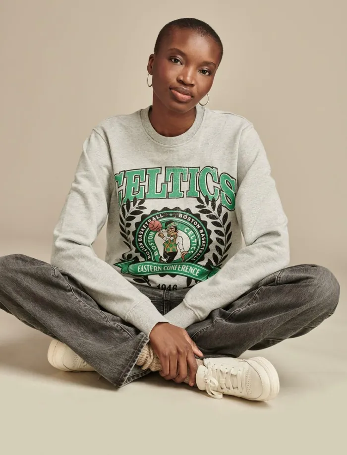 Celtics Crew Neck Sweatshirt Heather Greyyellow Women Lucky Brand Activewear
