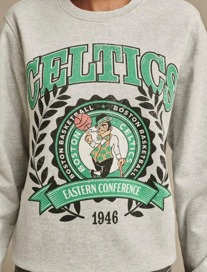 Celtics Crew Neck Sweatshirt Heather Greyyellow Women Lucky Brand Activewear