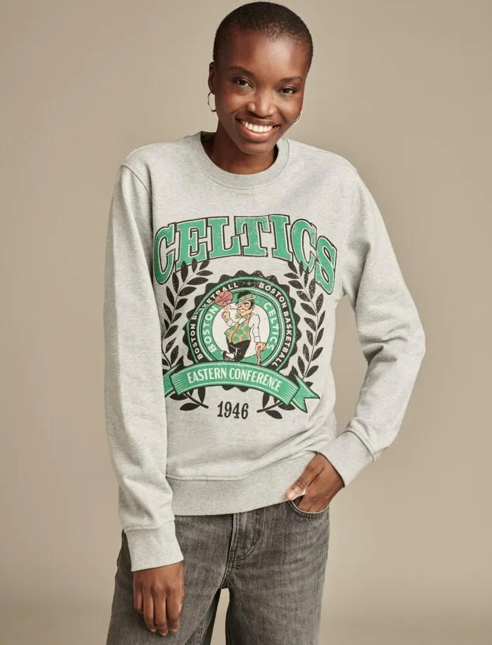 Celtics Crew Neck Sweatshirt Heather Greyyellow Women Lucky Brand Activewear