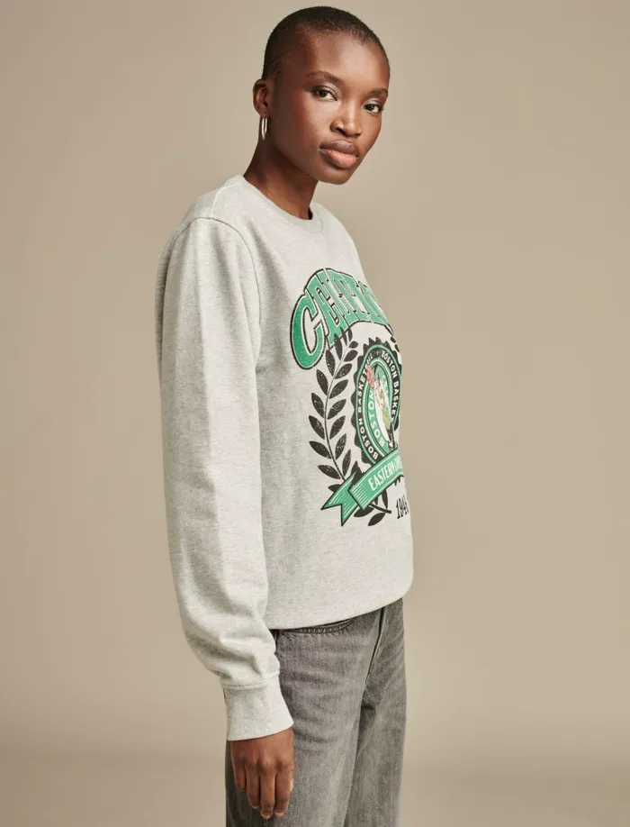 Celtics Crew Neck Sweatshirt Heather Greyyellow Women Lucky Brand Activewear