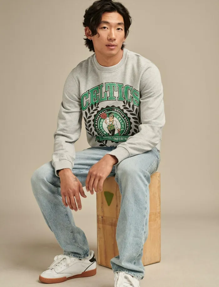 Celtics Crew Neck Sweatshirt Heather Greyyellow Women Lucky Brand Activewear