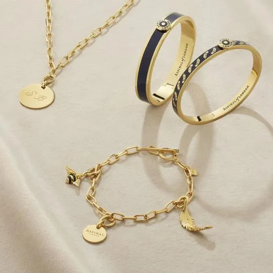 Chain Bracelet 18ct Gold On Sterling Silver Women Aspinal Of London Bangles and Bracelets