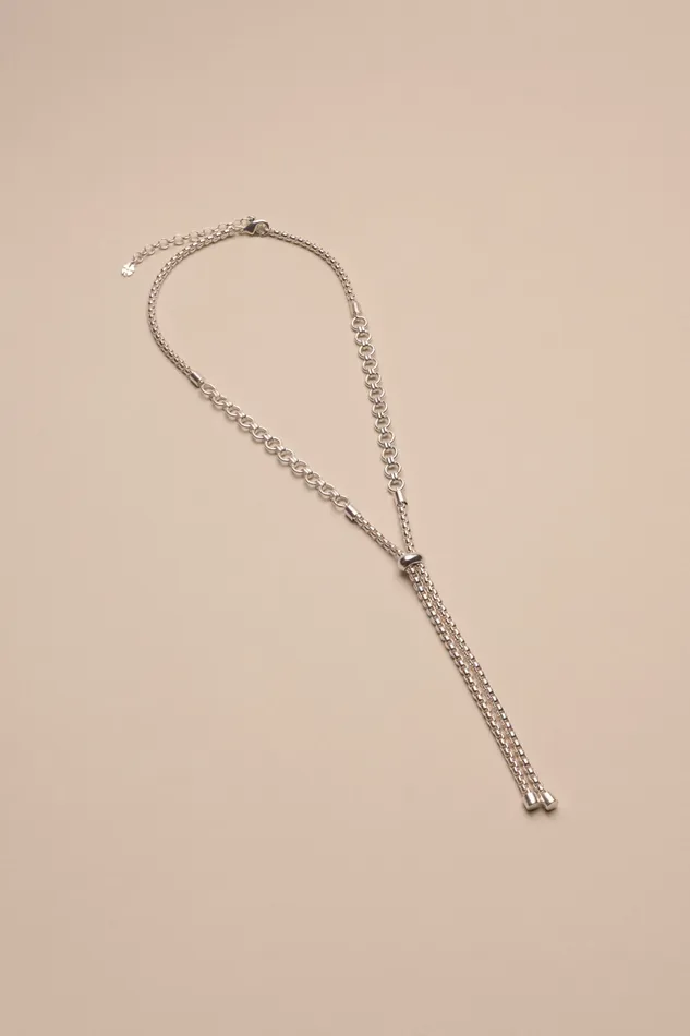 Chain Link Bolo Necklace Silver Women Lucky Brand Jewelry