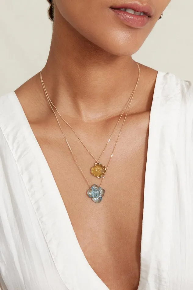 Chan Luu 14k Fine Women 14k Dahlia Necklace Lemon Topaz