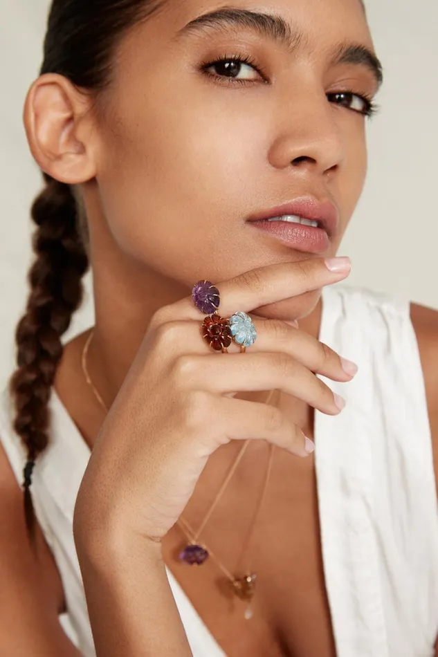 Chan Luu 14k Fine Women 14k Dahlia Ring Cognac