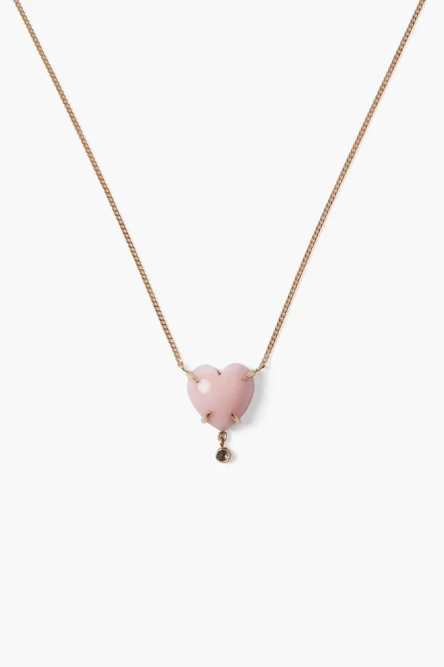 Chan Luu 14k Fine Women 14k Heart Necklace Pink Opal