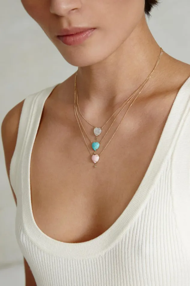 Chan Luu 14k Fine Women 14k Heart Necklace Pink Opal