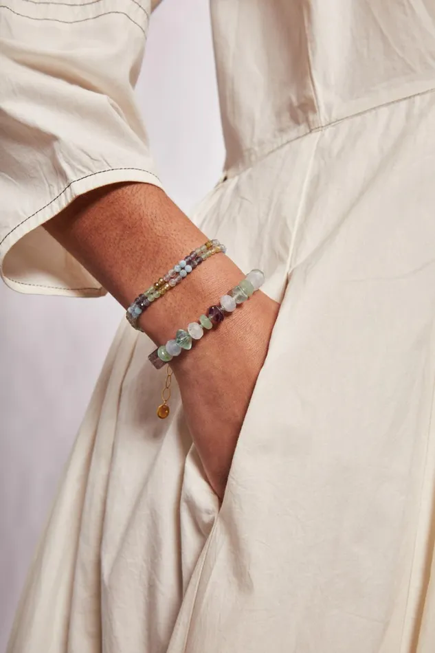 Chan Luu Bracelets Women Aurora Double Naked Wrap Bracelet Green Mix