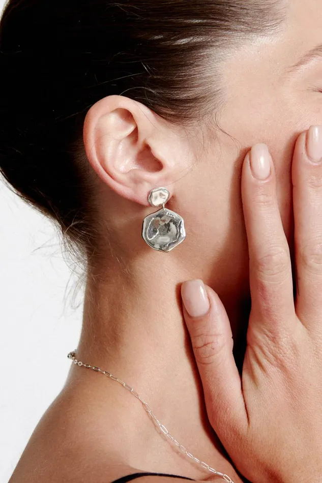 Chan Luu Earrings Women Fortuna Coin Earrings Silver