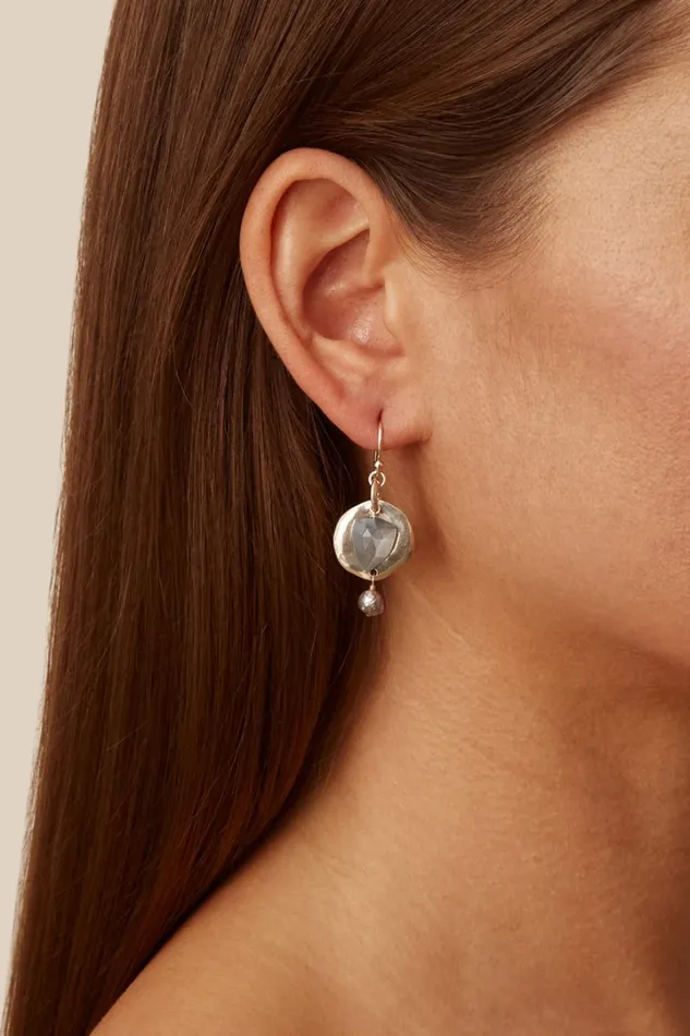 Chan Luu Earrings Women Moonstone and Pearl Ostra Earrings