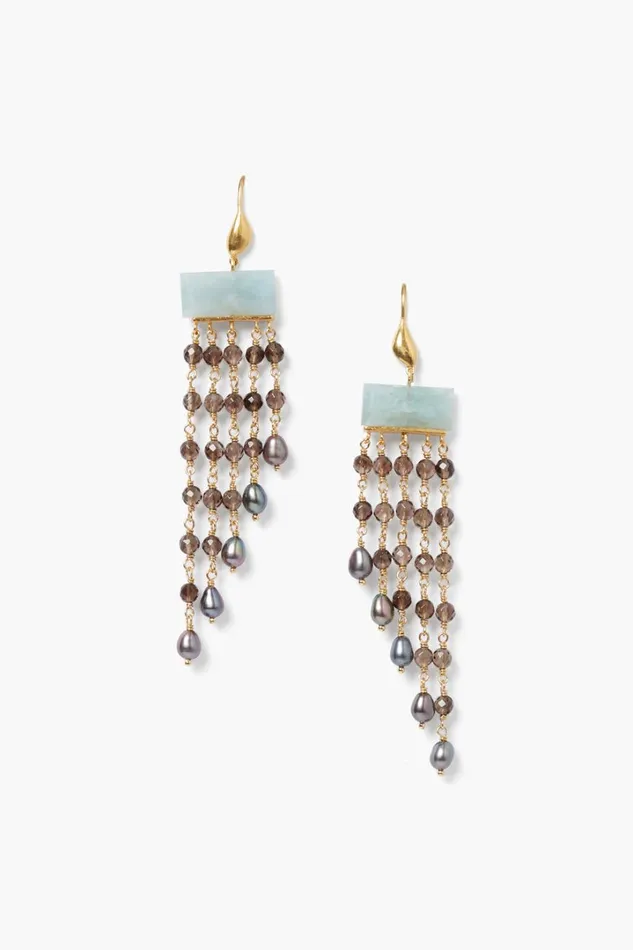 Chan Luu Earrings Women Phaedra Waterfall Earrings Smoky Quartz Mix