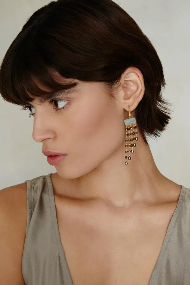 Chan Luu Earrings Women Phaedra Waterfall Earrings Smoky Quartz Mix