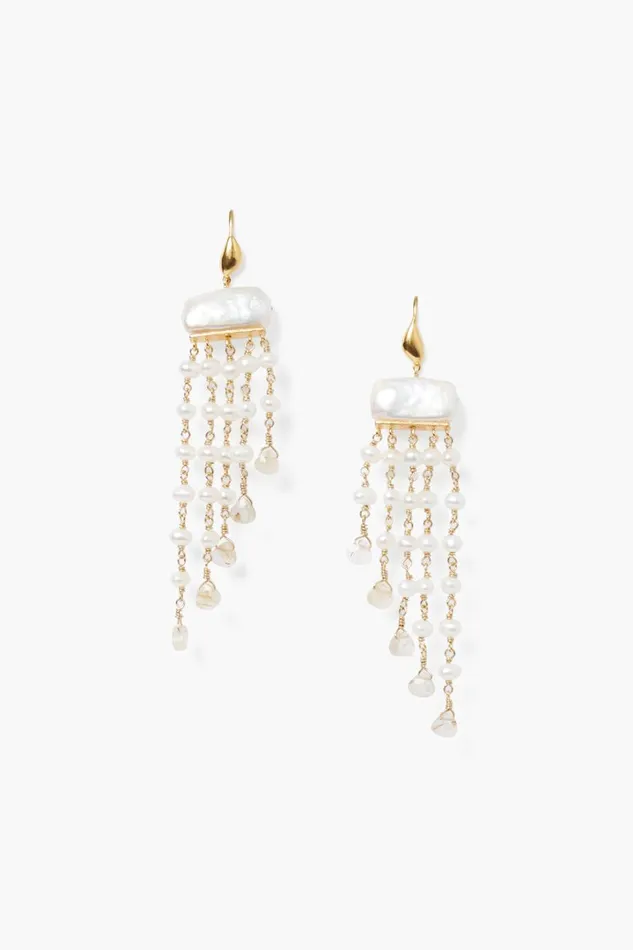 Chan Luu Earrings Women Phaedra Waterfall Earrings White Pearl Mix