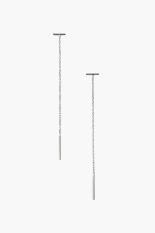 Chan Luu Earrings Women Silver Bar Chain Thread Earrings