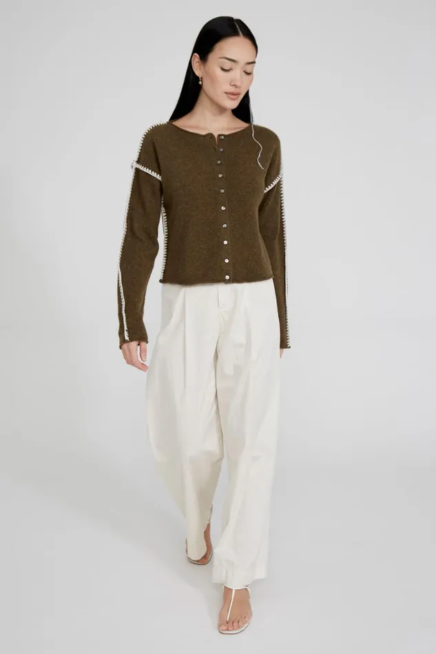 Chan Luu Knitwear Women Laure Cashmere Cardigan Lichen