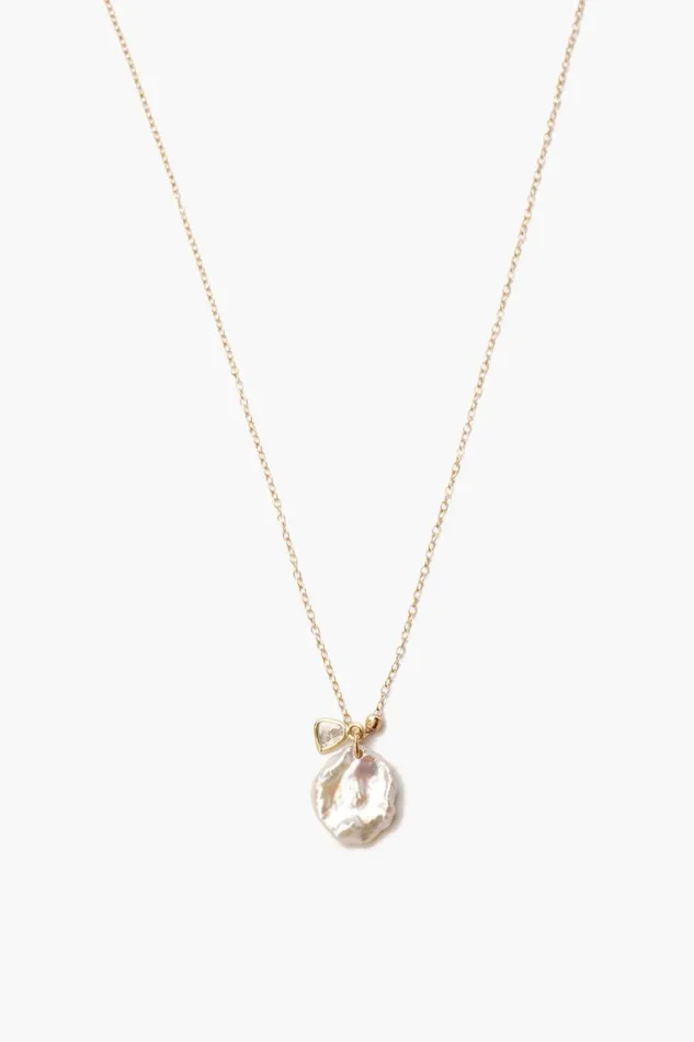Chan Luu Necklaces Women 14k Keshi Pearl And Sliced Champagne Diamond Necklace