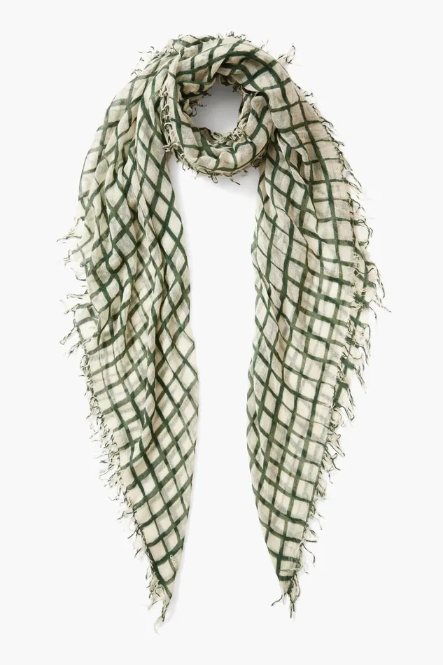 Chan Luu Scarves Women Cashmere And Silk Scarf Evergreen Windowpane