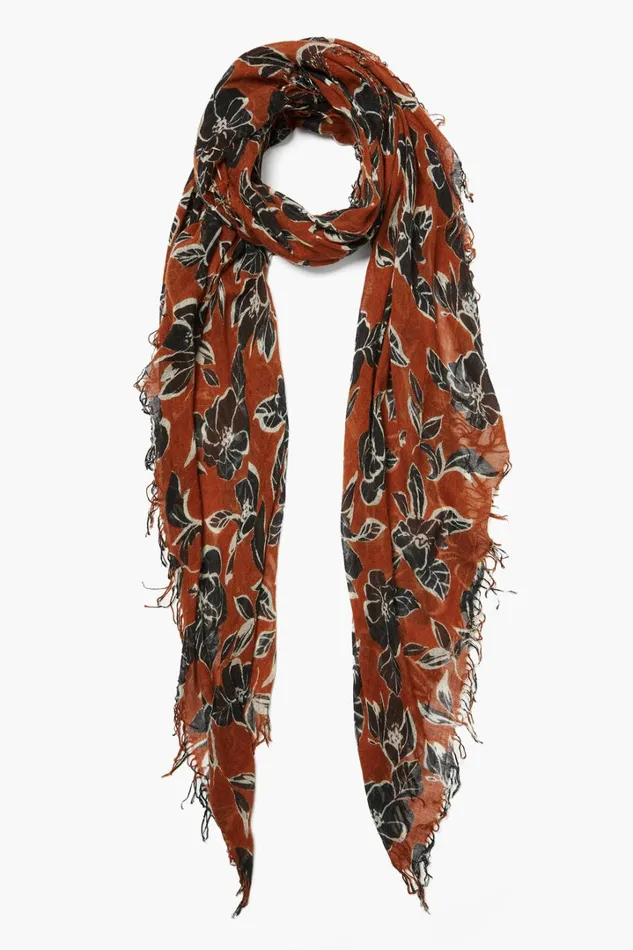 Chan Luu Scarves Women Cashmere And Silk Scarf Umber Floral