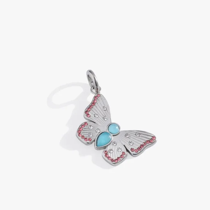 Charms Women Alex And Ani Gemstone Butterfly Interchangeable Charm Stainless Steel Silver