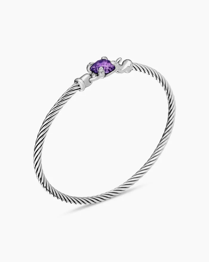 Chatelaine Bracelet In Sterling Silver With Diamonds 3mm Women David Yurman Bangle