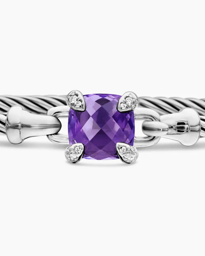 Chatelaine Bracelet In Sterling Silver With Diamonds 3mm Women David Yurman Bangle
