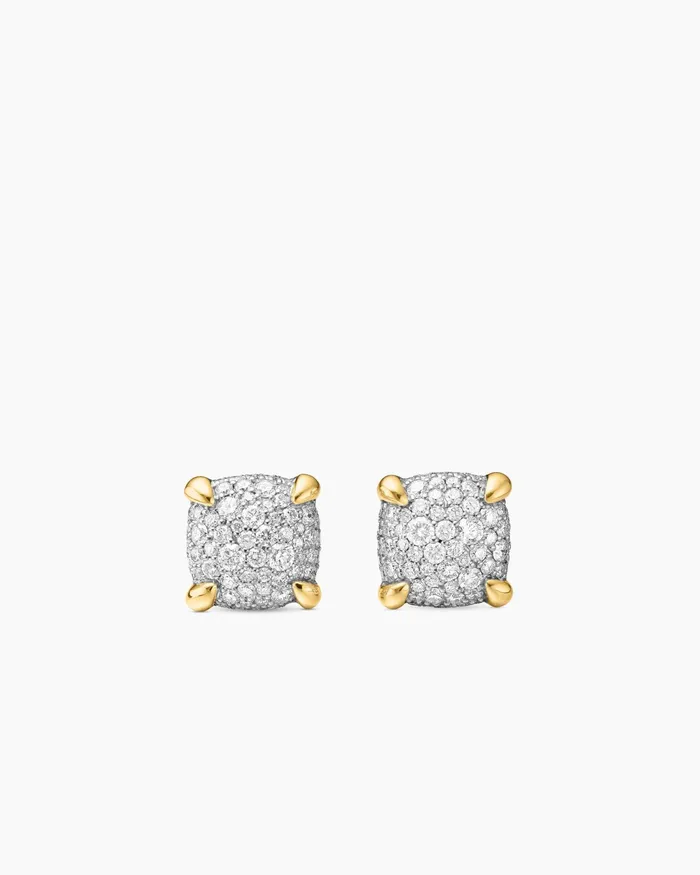 Chatelaine Stud Earrings In 18K Yellow Gold With Pav Diamonds 11mm Women David Yurman Stud Chatelaine Stud Earrings In 18K Yellow Gold With Pav Diamonds 11mm Women David Yurman Stud