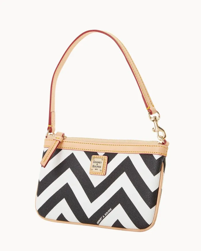 Chevron Large Slim Wristlet Black Women Dooney and Bourke Wallets Chevron Large Slim Wristlet Black Women Dooney and Bourke Wallets