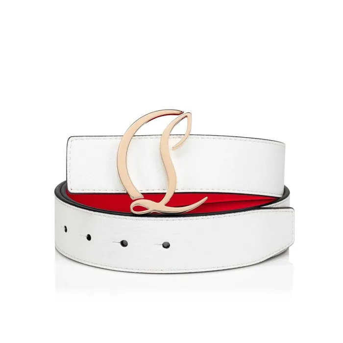 Christian Louboutin Belts Women CL Logo Belt Belt 8211 Grained Calf Leather 8211 Bianco Christian Louboutin Belts Women CL Logo Belt Belt 8211 Grained Calf Leather 8211 Bianco