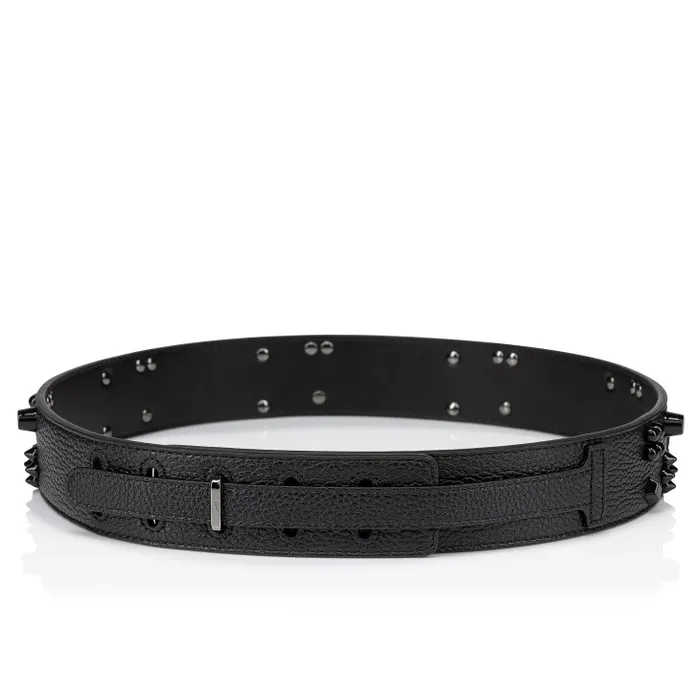 Christian Louboutin Belts Women Paloma Belt 8211 Grained Calf Leather And Spikes Loubinthesky 8211 Black