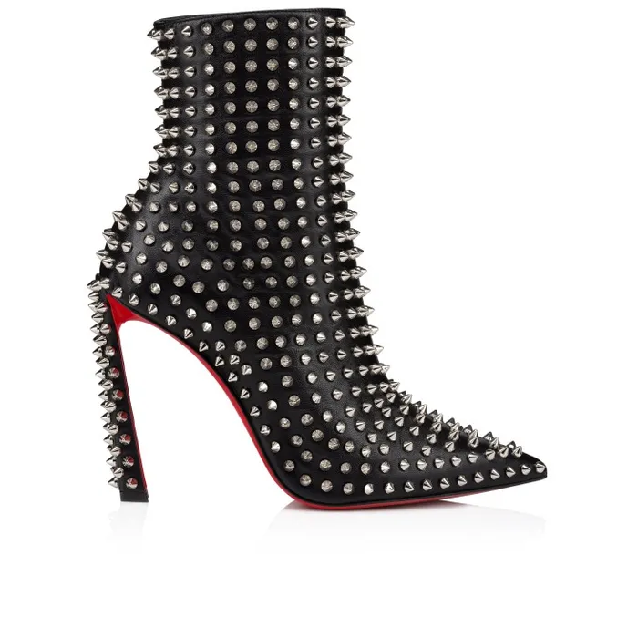 Christian Louboutin Boots Women Condora Booty Spikes 100 Mm Low Boots 8211 Nappa Leather And Silver Spikes 8211 Black