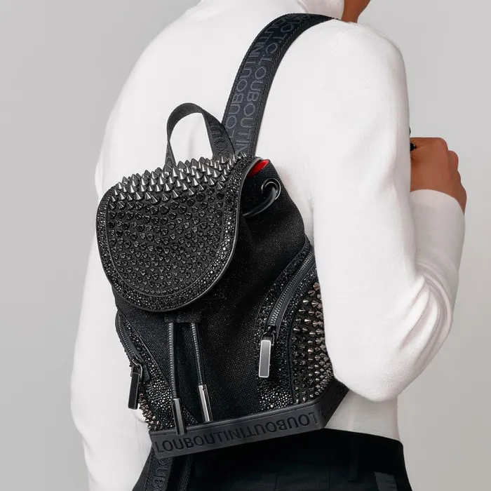 Christian Louboutin Crossbody Bags Men Explorafunk Small Backpack 8211 Denim Veau Velours And Spikes Loubinthesky 8211 Black Christian Louboutin Crossbody Bags Men Explorafunk Small Backpack 8211 Denim Veau Velours And Spikes Loubinthesky 8211 Black