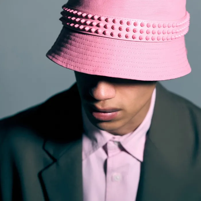 Christian Louboutin Hats WomenMen Bobino Spikes Bucket Hat 8211 Cotton And Calf Leather 8211 Calipso Christian Louboutin Hats WomenMen Bobino Spikes Bucket Hat 8211 Cotton And Calf Leather 8211 Calipso