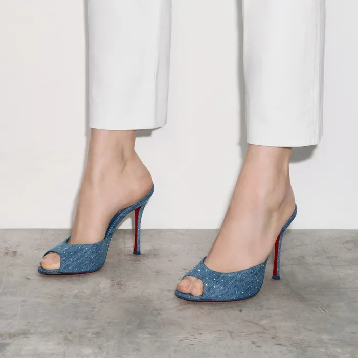 Christian Louboutin Mules Women Me Dolly Plum Strass 100 Mm Mules 8211 Denim And Strass 8211 Denim Christian Louboutin Mules Women Me Dolly Plum Strass 100 Mm Mules 8211 Denim And Strass 8211 Denim