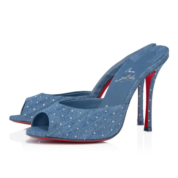 Christian Louboutin Mules Women Me Dolly Plum Strass 100 Mm Mules 8211 Denim And Strass 8211 Denim