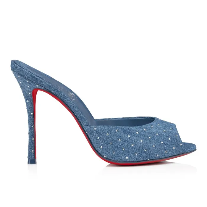 Christian Louboutin Mules Women Me Dolly Plum Strass 100 Mm Mules 8211 Denim And Strass 8211 Denim