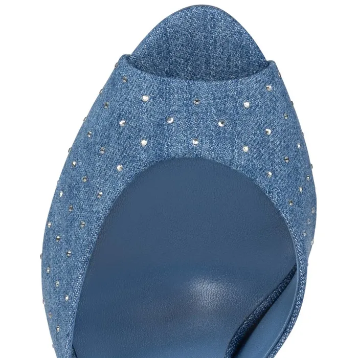 Christian Louboutin Mules Women Me Dolly Plum Strass 100 Mm Mules 8211 Denim And Strass 8211 Denim
