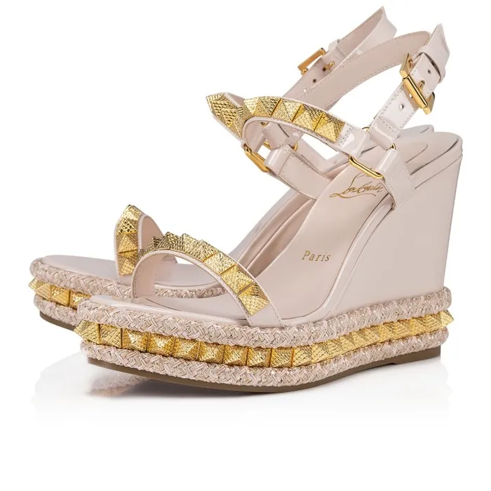 Christian Louboutin Platforms Women Pyraclou 110 Mm Espadrilles 8211 Patent Calf Leather 8211 Leche Christian Louboutin Platforms Women Pyraclou 110 Mm Espadrilles 8211 Patent Calf Leather 8211 Leche