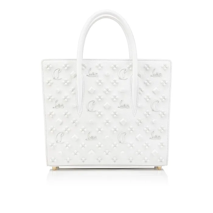 Christian Louboutin Shoulder Bags Women Paloma Medium Top Handle Bag 8211 Grained Calf Leather And Spikes Loubinthesky 8211 Bianco Christian Louboutin Shoulder Bags Women Paloma Medium Top Handle Bag 8211 Grained Calf Leather And Spikes Loubinthesky 8211 Bianco