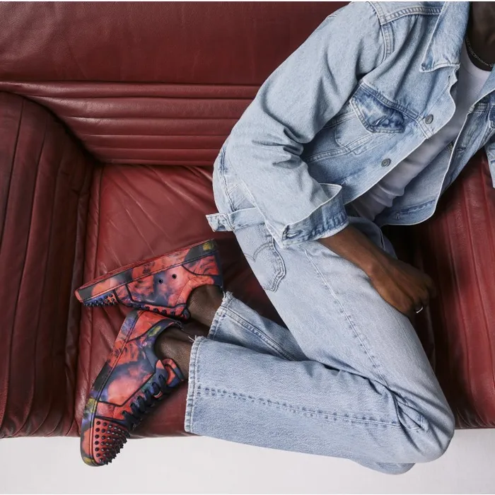 Christian Louboutin Sneakers Men Louis Junior Spikes Sneakers 8211 Roses Printed Calf Leather And Spikes 8211 Multicolor Christian Louboutin Sneakers Men Louis Junior Spikes Sneakers 8211 Roses Printed Calf Leather And Spikes 8211 Multicolor