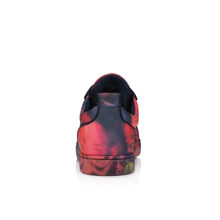 Christian Louboutin Sneakers Men Louis Junior Spikes Sneakers 8211 Roses Printed Calf Leather And Spikes 8211 Multicolor
