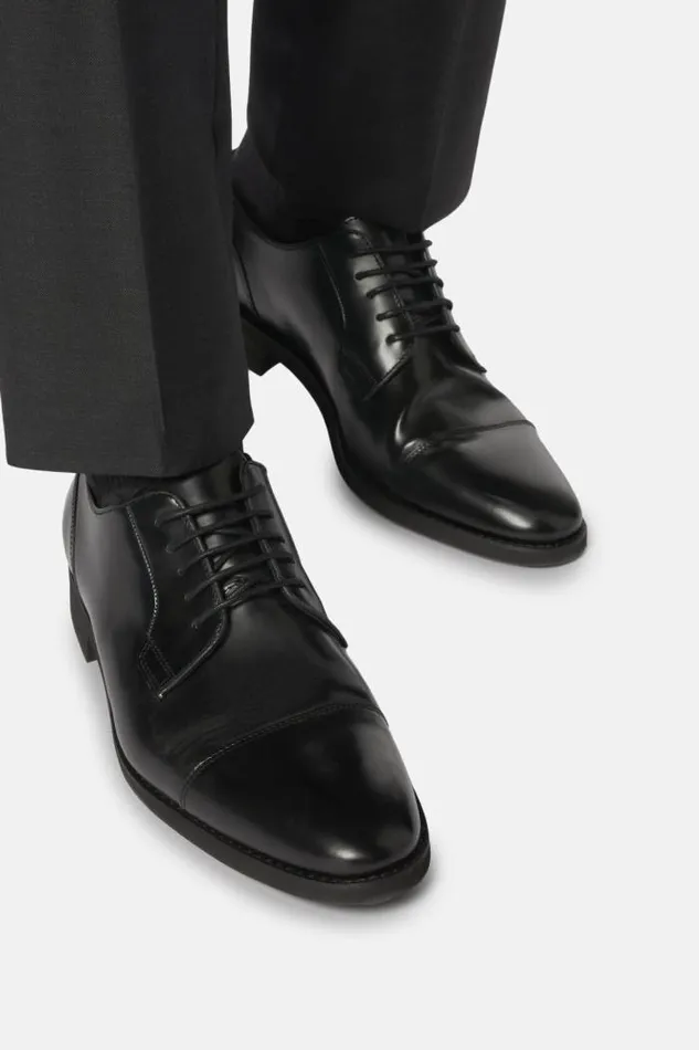 Classic Men Boggi Milano Leather Derby Shoes Black Classic Men Boggi Milano Leather Derby Shoes Black