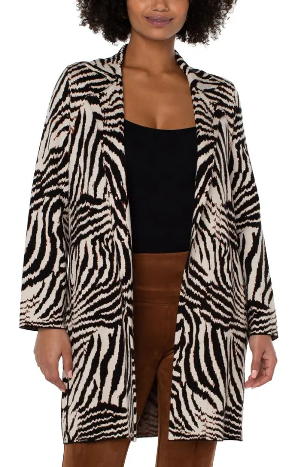 COATIGANS Women Liverpool Los Angeles OPEN FRONT COATIGAN SWEATER Abstract Zebra Jacquard COATIGANS Women Liverpool Los Angeles OPEN FRONT COATIGAN SWEATER Abstract Zebra Jacquard