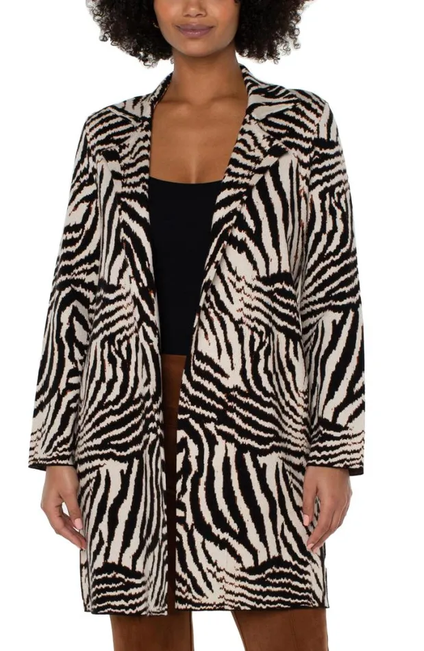 COATIGANS Women Liverpool Los Angeles OPEN FRONT COATIGAN SWEATER Abstract Zebra Jacquard