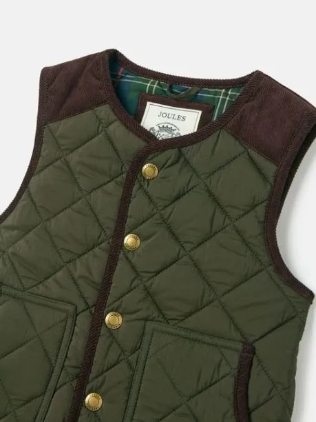 Coats and Jackets Boys Joules Khaki Green Quilted Gilet