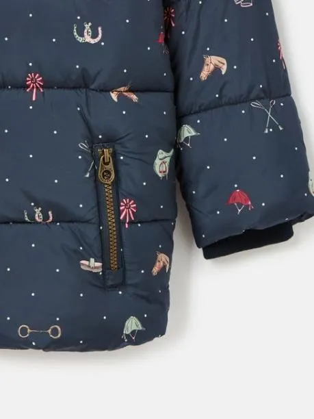 Coats and Jackets Girls Joules Blue Print Showerproof Coat