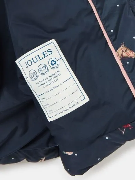 Coats and Jackets Girls Joules Blue Print Showerproof Coat