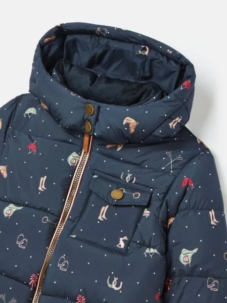 Coats and Jackets Girls Joules Blue Print Showerproof Coat