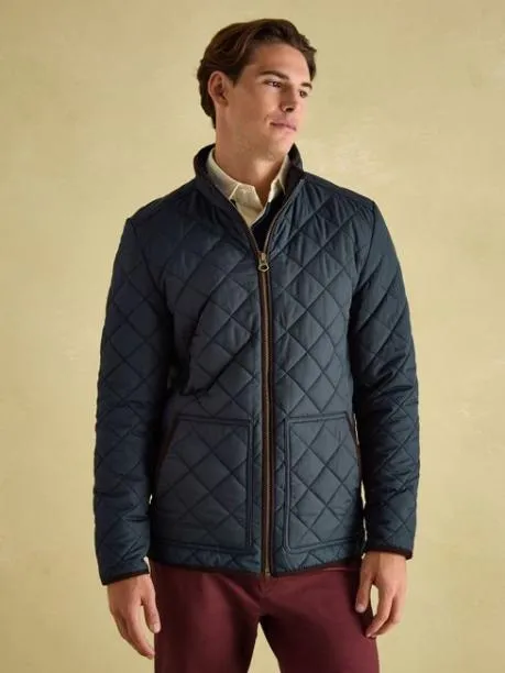 Coats and Jackets Men Joules Navy Blue Diamond Quilted Jacket