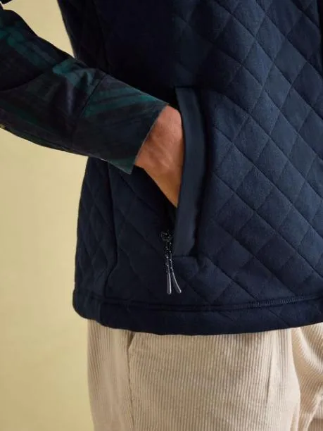 Coats and Jackets Men Joules Navy Quilted Jersey Gilet