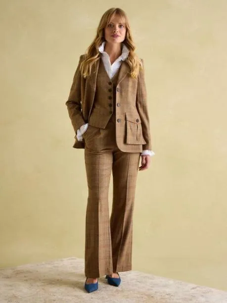 Coats and Jackets Women Joules Check Tweed Suit Blazer